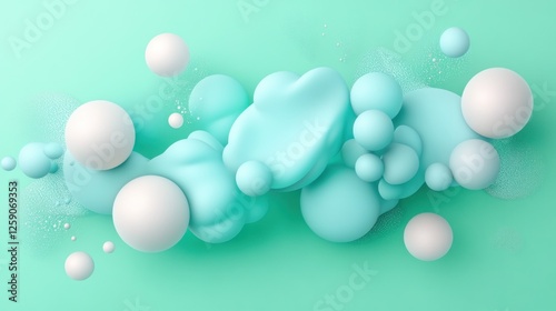 Pastel Dreamscape: Abstract Spheres and Organic Shapes in Muted Tones