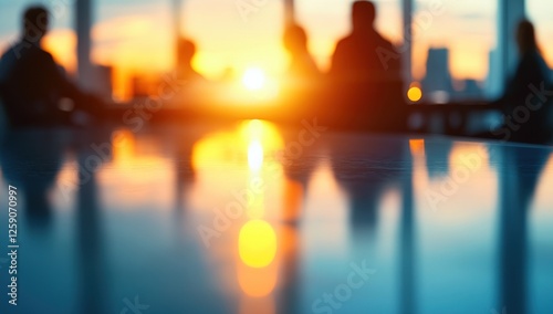 Wallpaper Mural Sunset Silhouettes: Business Meeting Reflections Torontodigital.ca