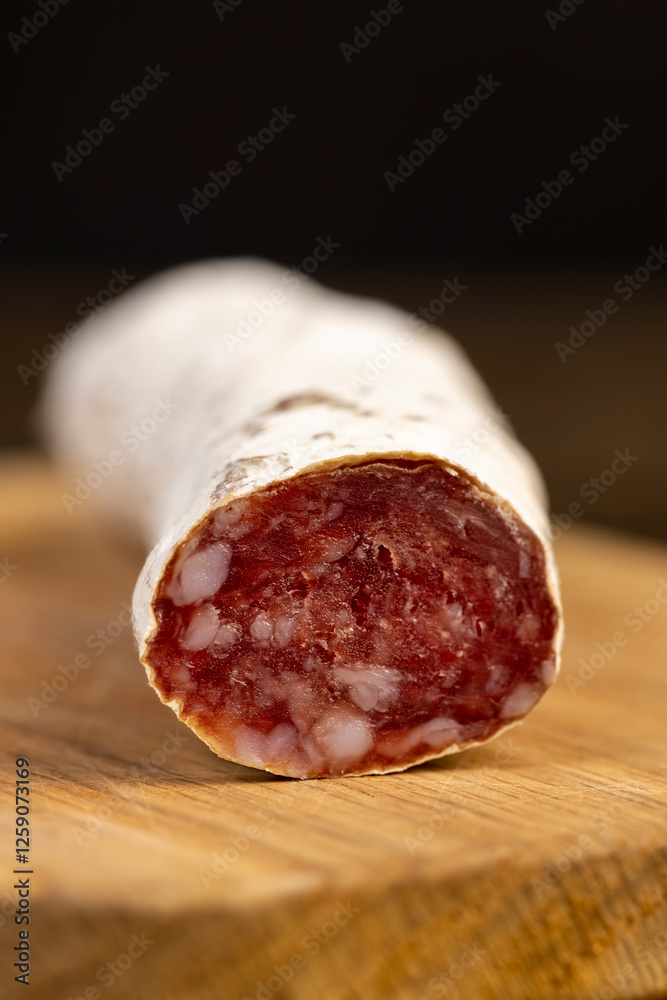 a delicacy made of pork and white mold to give a specific taste to meat a delicacy made of pork and white mold to give a specific taste to meat