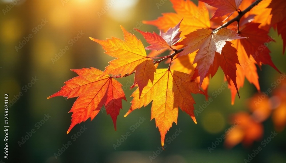 Autumn branch with vibrant colored leaves hanging from a tree branch, autumn, colorful, branches Autumn branch with vibrant colored leaves hanging from a tree branch, autumn, colorful, branches