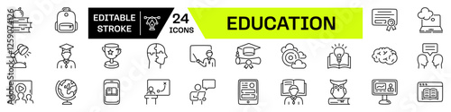 Education icon set with Editable Stroke. Science linear icon.