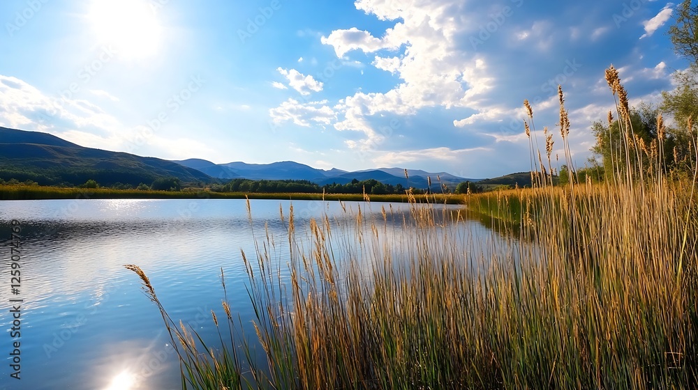 Peaceful Lakeside View with Calm Water and Beautiful Reflections Surrounded by Nature : Generative AI Peaceful Lakeside View with Calm Water and Beautiful Reflections Surrounded by Nature : Generative AI