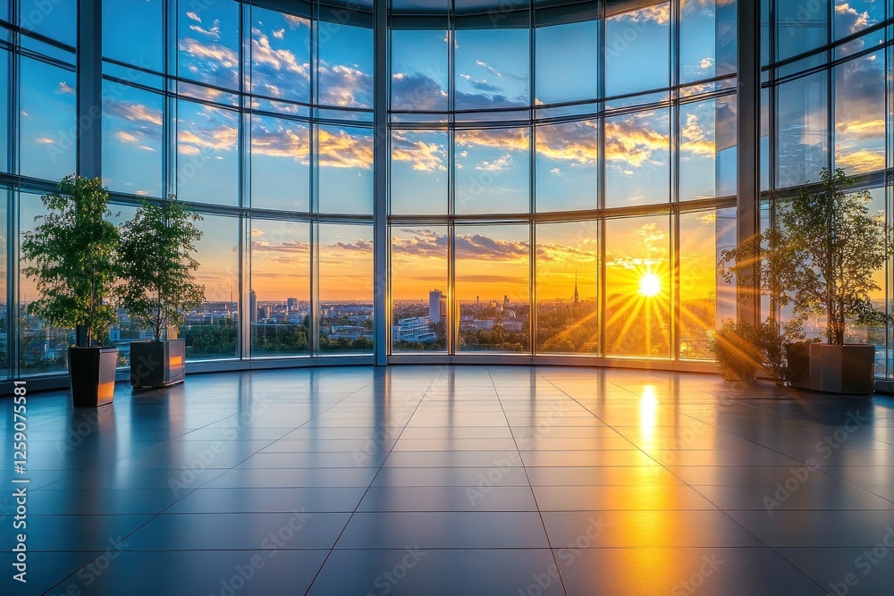Fototapeta premium Stunning Sunset View from Modern Office Building
