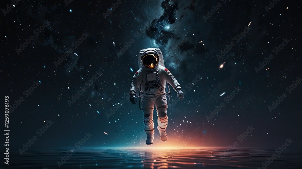 An astronaut floats gracefully through a vibrant cosmic setting surrounded by stars and cosmic elements showcasing the beauty of space exploration An astronaut floats gracefully through a vibrant cosmic setting surrounded by stars and cosmic elements showcasing the beauty of space exploration