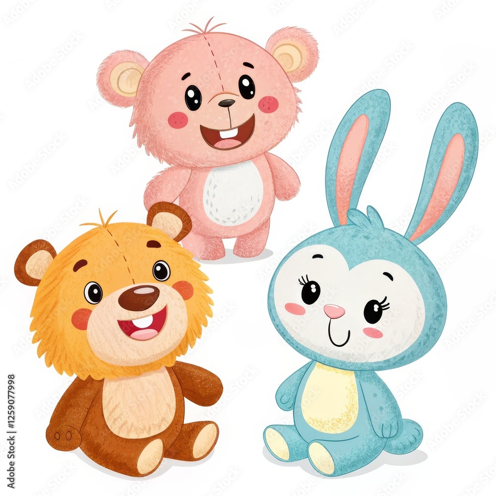 Cute Cartoon Teddy Bears and Bunny Digital Painting, illustration, Childrens book, kids, animals Kids illustration, digital art Cute Cartoon Teddy Bears and Bunny Digital Painting, illustration, Childrens book, kids, animals Kids illustration, digital art