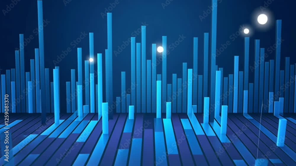 abstract blue bar graph with glowing digital data visualization futuristic financial background