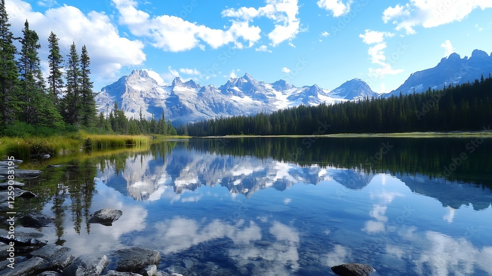 Majestic Mountain Landscape Reflected in a Calm Lake : Generative AI Majestic Mountain Landscape Reflected in a Calm Lake : Generative AI