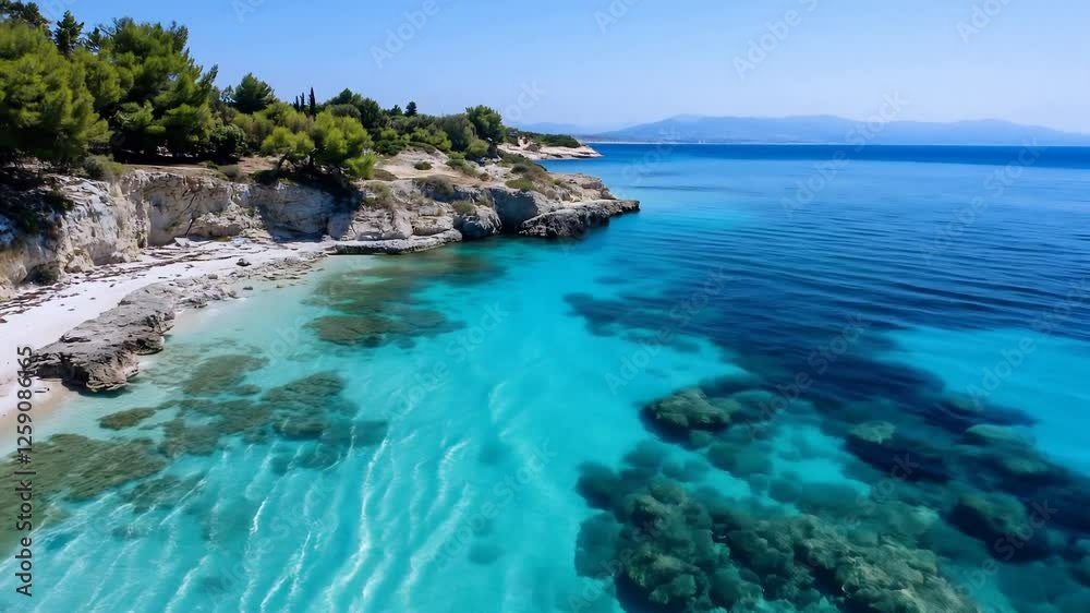 aerial view drone video of beach coastline summer holiday with trees blue water aerial view drone video of beach coastline summer holiday with trees blue water