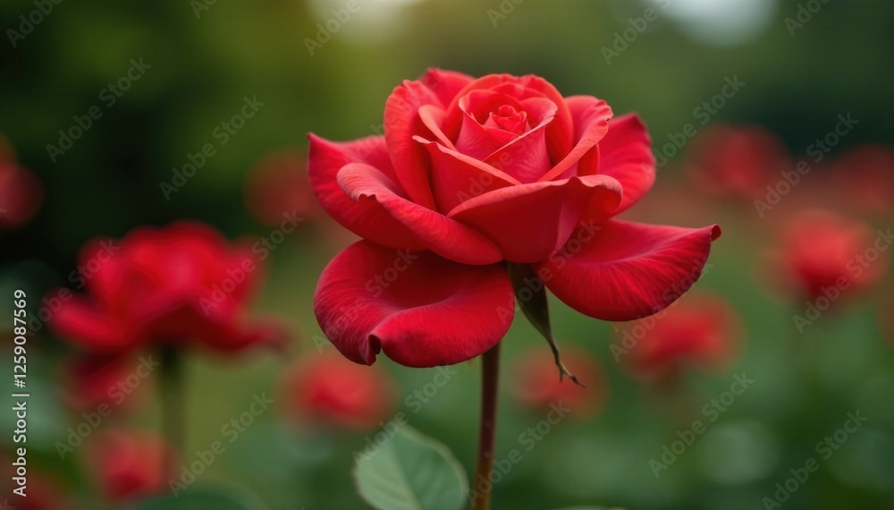 Close-up of a single red rose in a garden, flower closeup, roses, rose Close-up of a single red rose in a garden, flower closeup, roses, rose