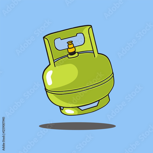 Green Propane Gas Cylinder called Elpiji in a Minimalistic Vector Illustration Design