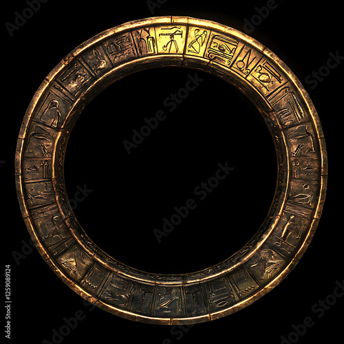Ancient Bronze Ring with Hieroglyphic Symbols
