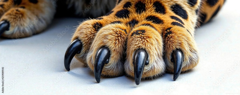Obraz premium Close-up drawing of a leopard's paw pad with claws and fur texture , wildlife, leopard