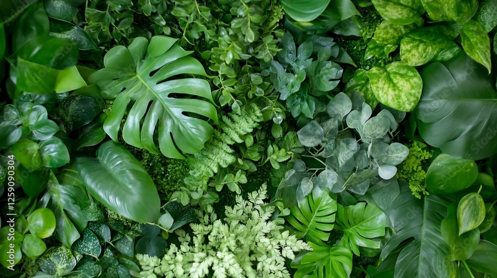 Vibrant Green Foliage and Diverse Plant Life Creating Lush Tropical Paradise : Generative AI Vibrant Green Foliage and Diverse Plant Life Creating Lush Tropical Paradise : Generative AI