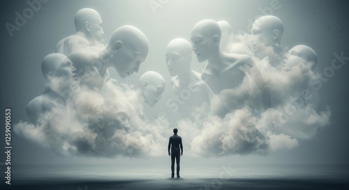 A person’s mind is clouded by confusion, frustration, and the burden of hearing voices.
