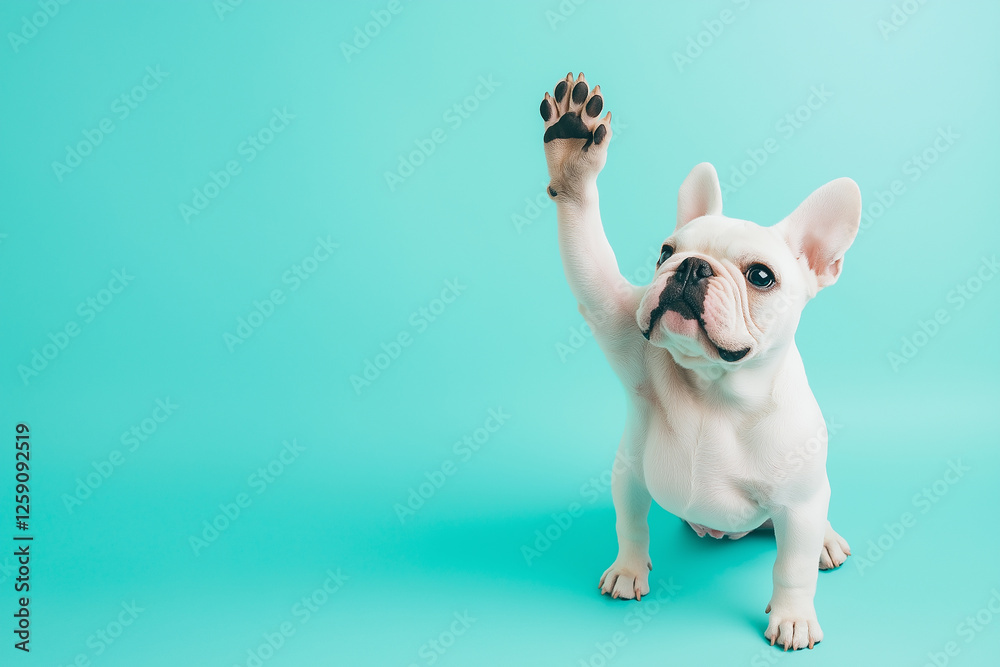 Adorable bulldog puppy with cute ears playing on a joyful day in a fluffy portrait Adorable bulldog puppy with cute ears playing on a joyful day in a fluffy portrait