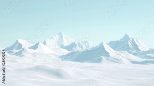 Serene Arctic Landscape with Snow-Capped Mountains and Pale Blue Sky