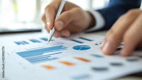 Wallpaper Mural Analyzing Financial Data: Businessman Reviewing Charts and Graphs for Strategic Decisions Torontodigital.ca