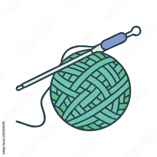 Crocheting Yarn Ball and Hook Icon