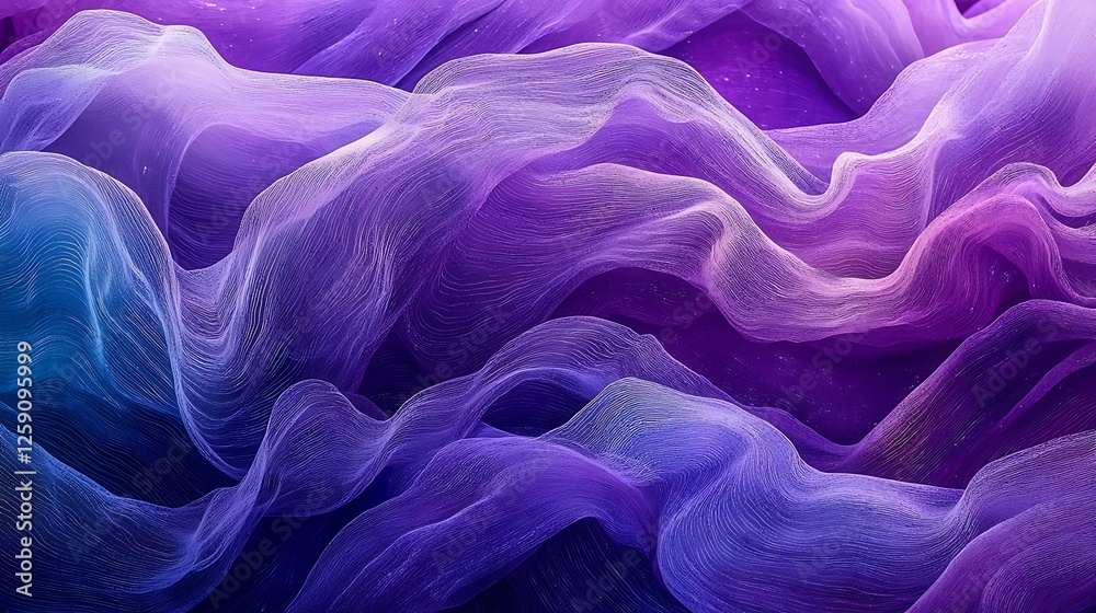 Fototapeta premium Abstract purple and blue fabric waves, textile background, design, fashion.