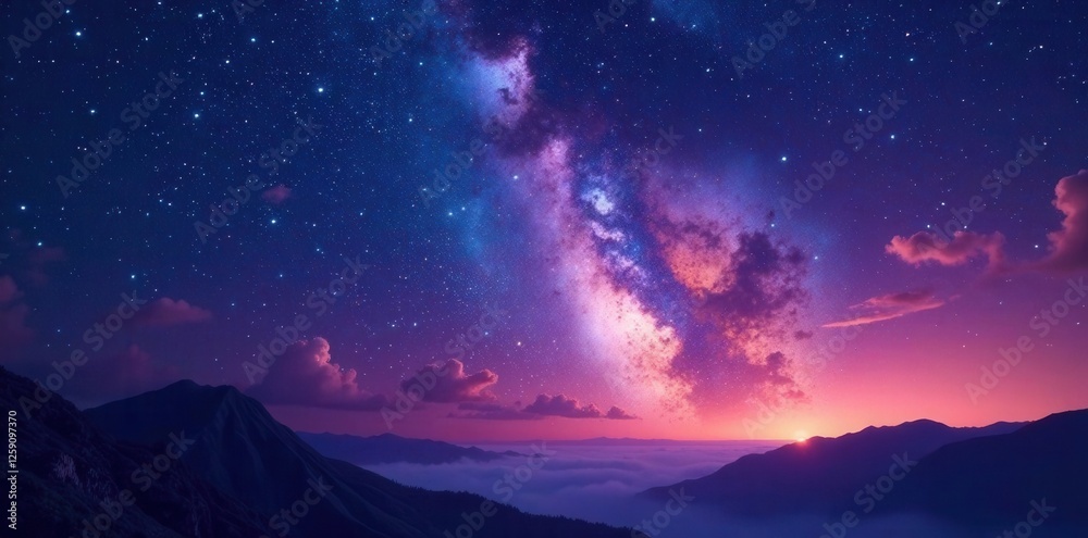 Fototapeta premium Cosmic night sky with starry gradients, galaxy, stars, cosmos