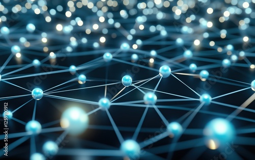 Futuristic Digital Network with Glowing Blue Connections in Abstract Technology Background