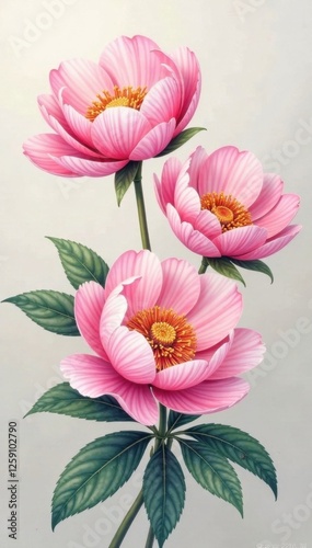 Delicate watercolor peony flowers in soft colors , peonies, garden, watercolor