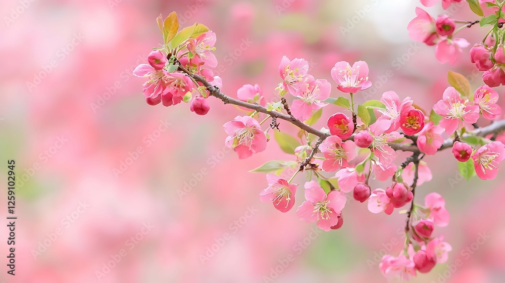 Delicate Pink Blossoms on Branch Soft Focus Background Delicate Pink Blossoms on Branch Soft Focus Background
