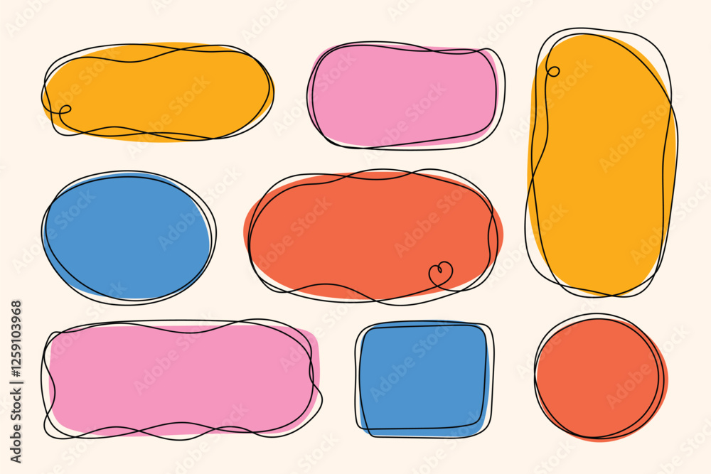 Set of vector organic shapes frames with rounded edges. Hand drawn text boxes. Abstract liquid shapes line. Set of vector organic shapes frames with rounded edges. Hand drawn text boxes. Abstract liquid shapes line.