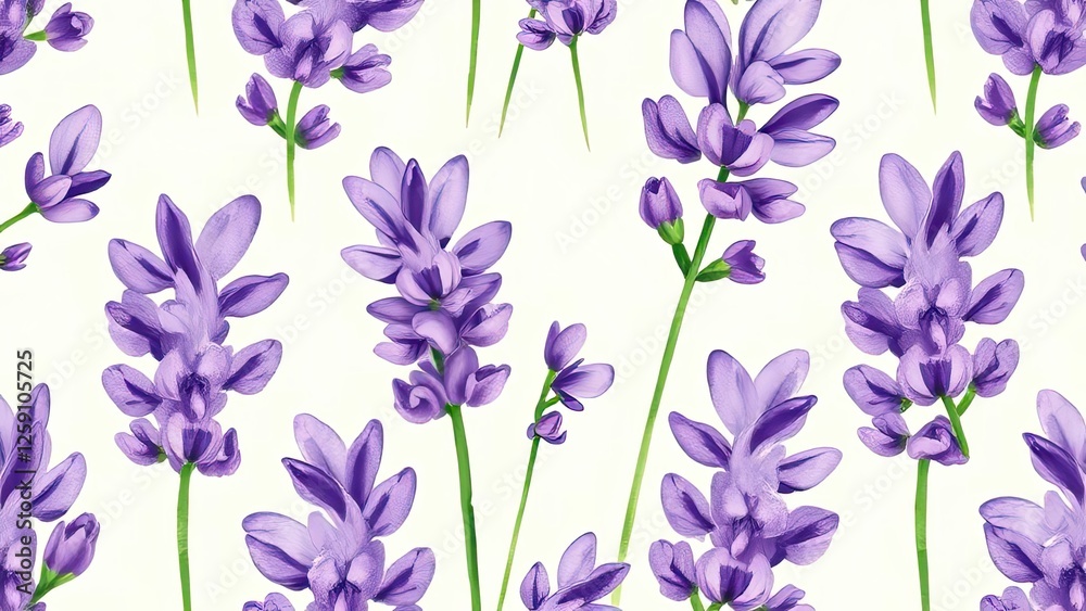 Purple Lavender Flowers Seamless Pattern Floral Background Botanical Illustration Nature Design Purple Lavender Flowers Seamless Pattern Floral Background Botanical Illustration Nature Design
