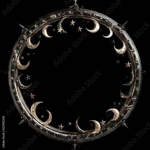 Circular Frame with Crescent Moons and Stars