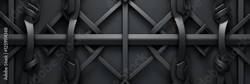 Intricate Black Metal Patterns: A close-up of artistic metallic grillwork suitable for backgrounds or design elements.