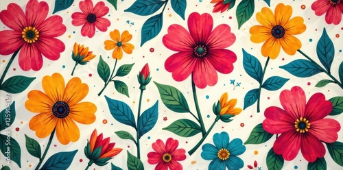 Wallpaper Mural Floral Pattern with Geometric Shapes , Pattern, Floral, Nature Torontodigital.ca