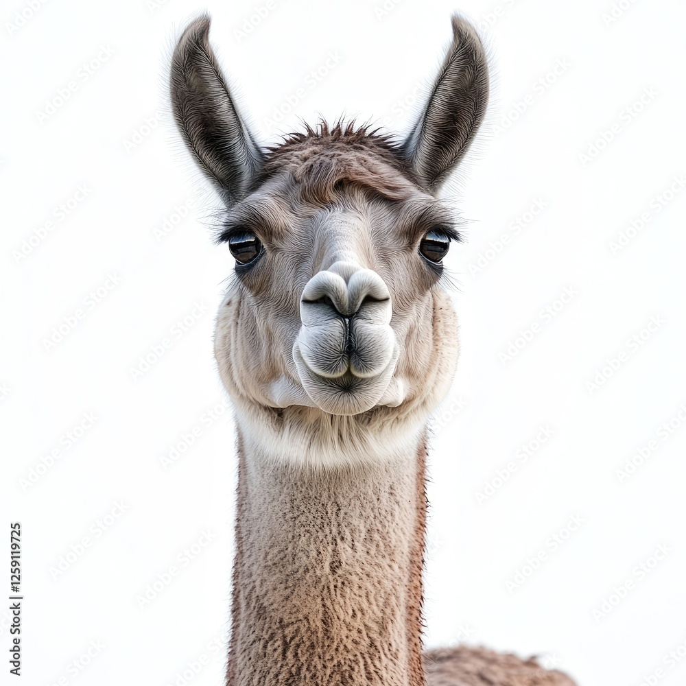 Obraz premium Closeup Portrait of a Llama: Majestic Camelid in a Stunning Studio Shot