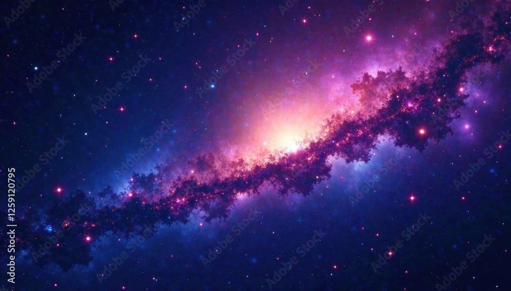 Fototapeta premium Glowing nebulae and shooting stars set against a stunning dark background of the outer space, galaxy, beauty