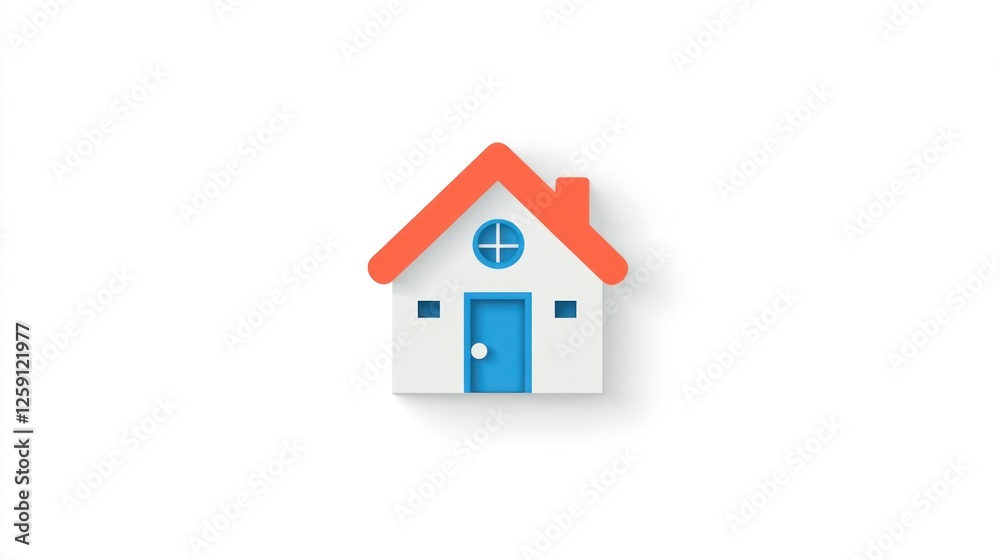 Simple 3D House Icon, Minimalist Design for Use in UI/UX Simple 3D House Icon, Minimalist Design for Use in UI/UX