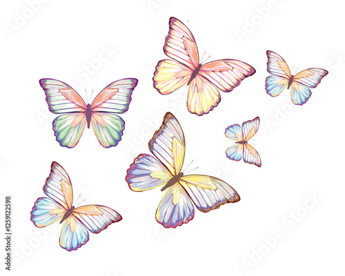set of colorful butterflies