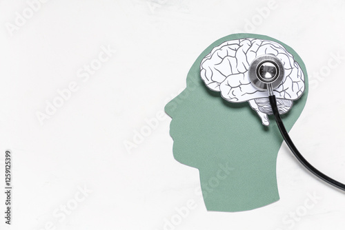 Paper human head with brain...