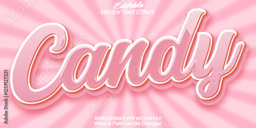 Candy  Vector Text Effect Editable Alphabet Tasty Pink Lollipop Yummy Sweet