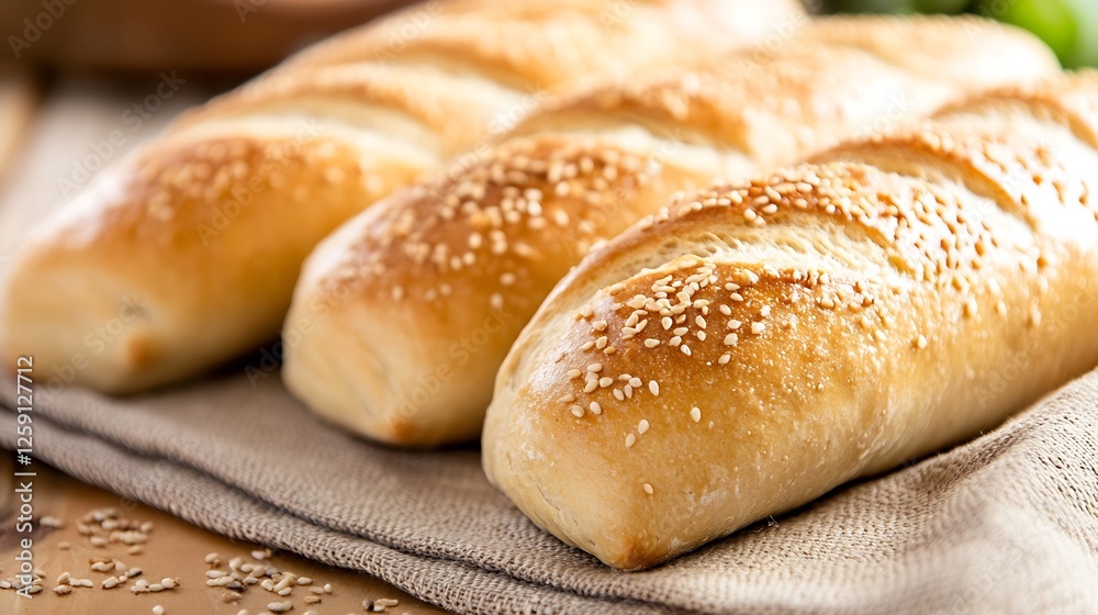 Freshly baked sesame bread rolls arranged beautifully creating a mouthwatering and appetizing presentation : Generative AI Freshly baked sesame bread rolls arranged beautifully creating a mouthwatering and appetizing presentation : Generative AI