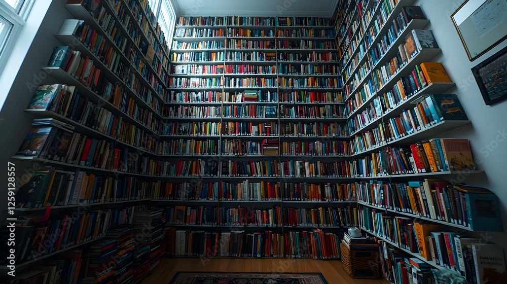 Extensive Home Library With Books On Multiple Shelves Extensive Home Library With Books On Multiple Shelves