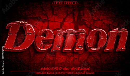 Demon Vector Text Effect Editable Alphabet Evil Devil Horror Red