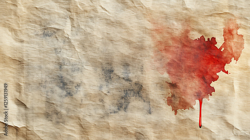 Crumpled Brown Paper Texture With Red And Blue Stains