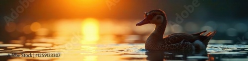 Quacking duck silhouette with sunglasses, animal, bird, icon