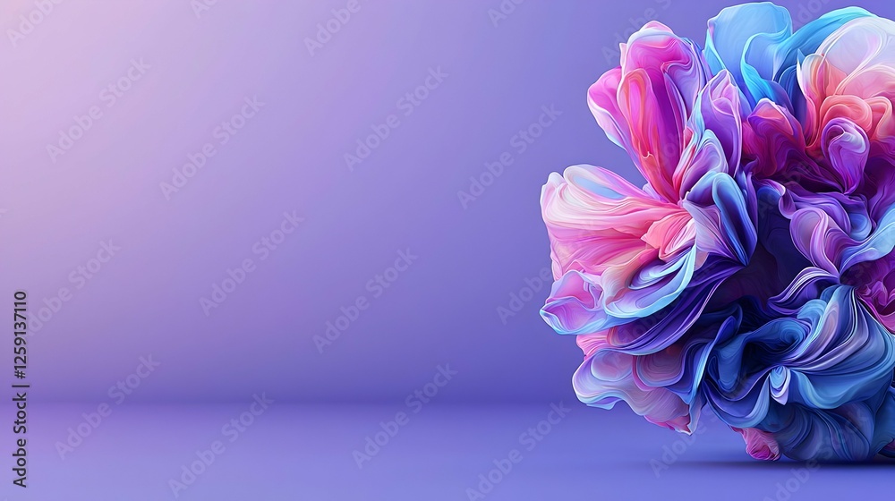 Fototapeta premium Abstract Pink Blue Purple 3D Flower Form Digital Art