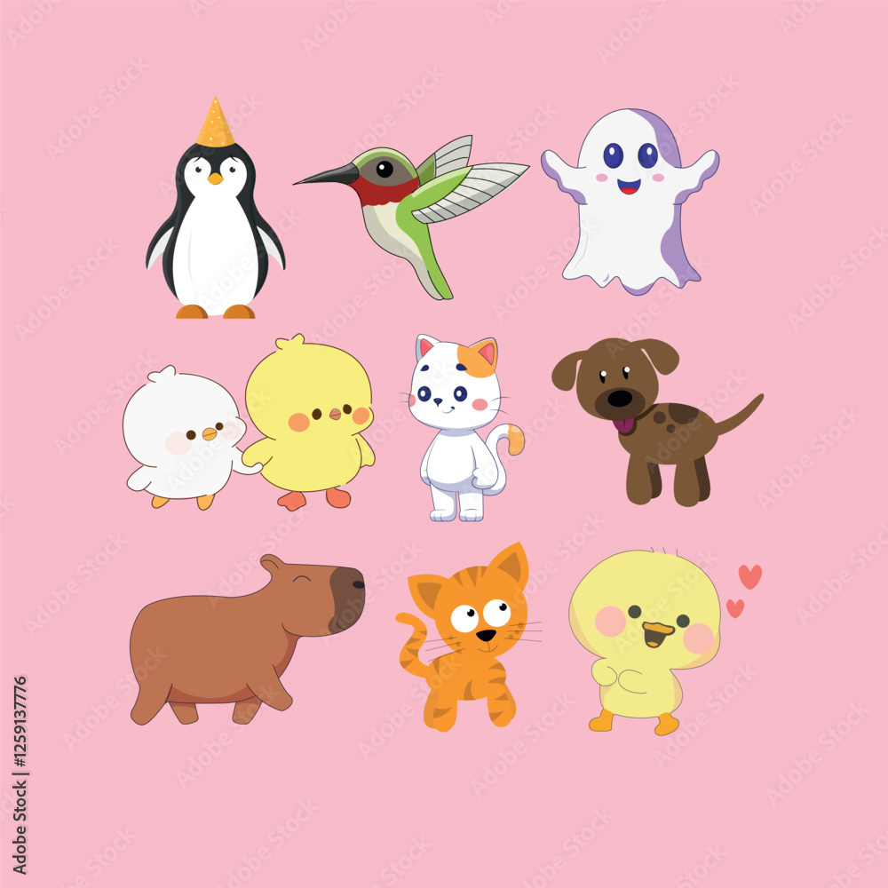 Animal set with many cute animals Animal set with many cute animals