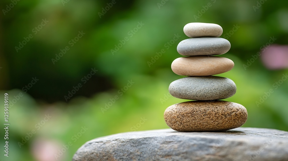 Stacked Natural Stones on a Calm Background Symbolizing Balance and Harmony : Generative AI Stacked Natural Stones on a Calm Background Symbolizing Balance and Harmony : Generative AI