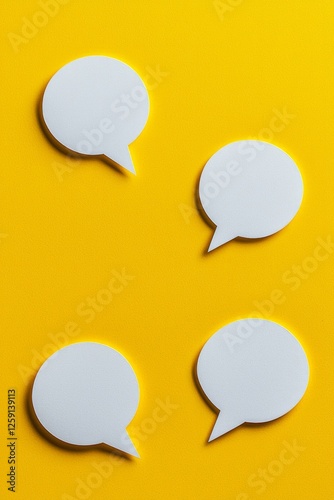 White speech bubbles on vibrant yellow background for creative communication concepts