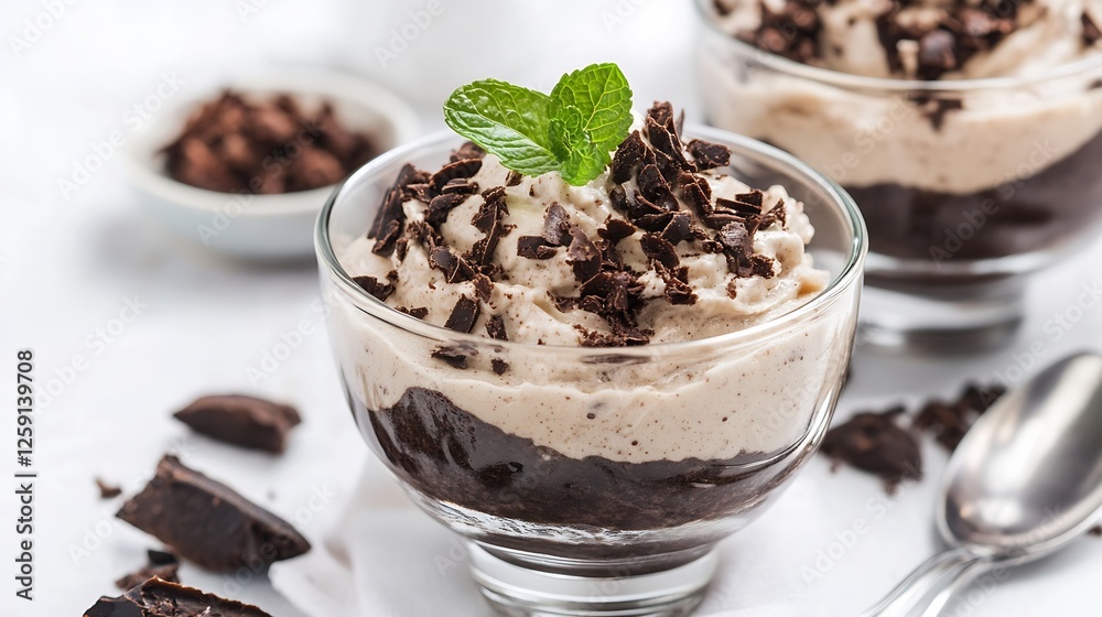 Decadent Chocolate Dessert with Whipped Cream and Mint Garnish : Generative AI Decadent Chocolate Dessert with Whipped Cream and Mint Garnish : Generative AI