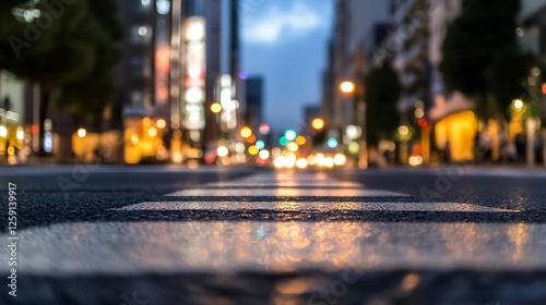 Wallpaper Mural Vibrant Cityscape with Urban Street Lights and Reflections at Dusk Creating a Lively Atmosphere : Generative AI Torontodigital.ca