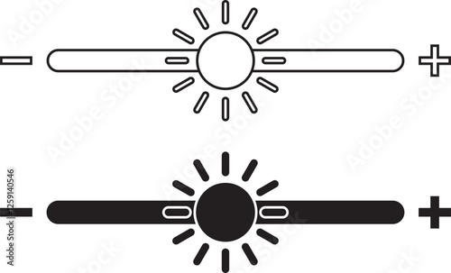 Brightness and contrast level icon set